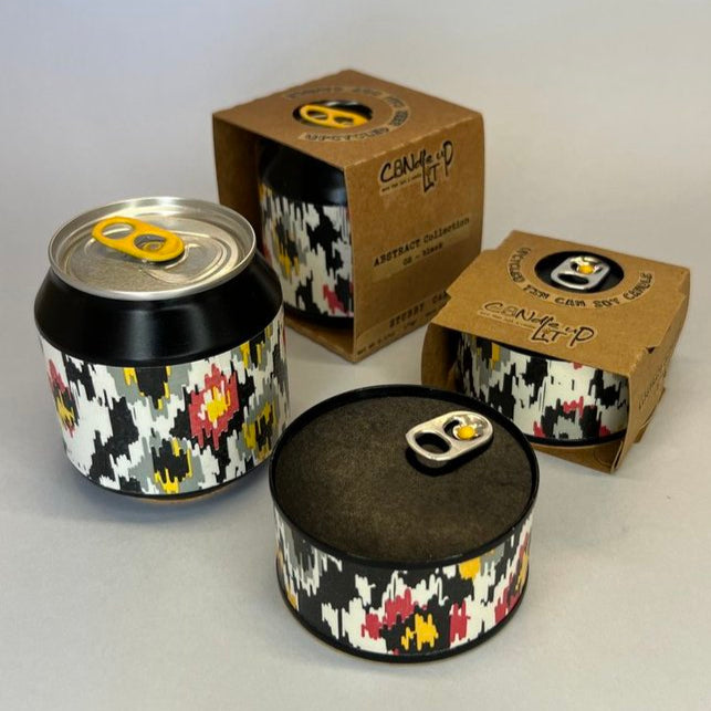 VELA AROMATICA EN LATA RECICLADA -  Abstract Collection /  02 - Black
