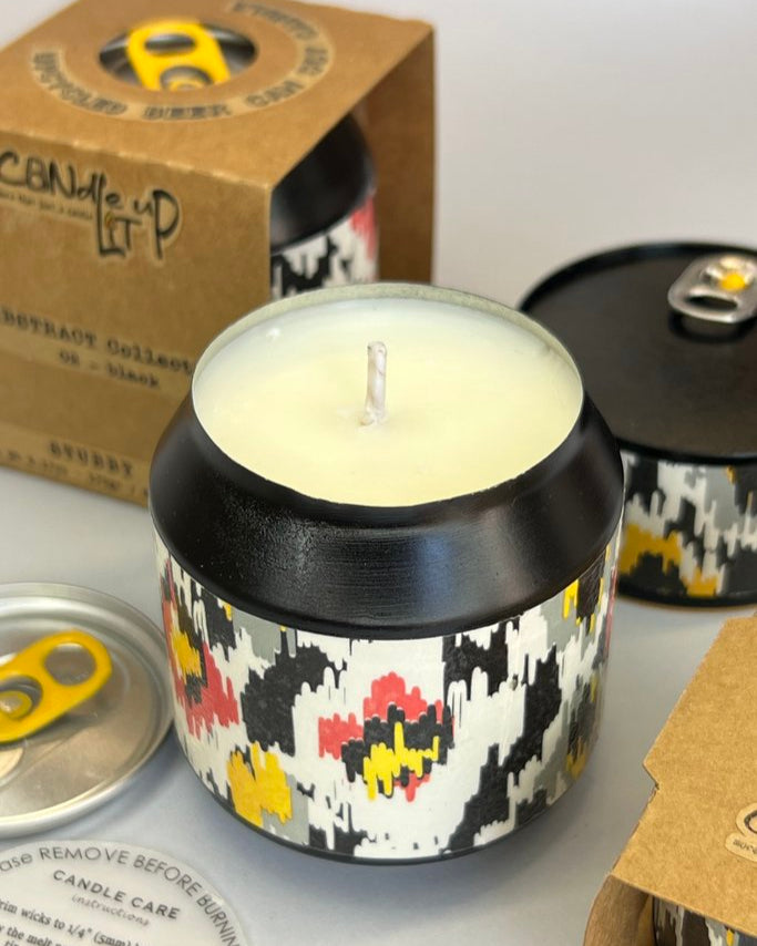 VELA AROMATICA EN LATA RECICLADA -  Abstract Collection /  02 - Black