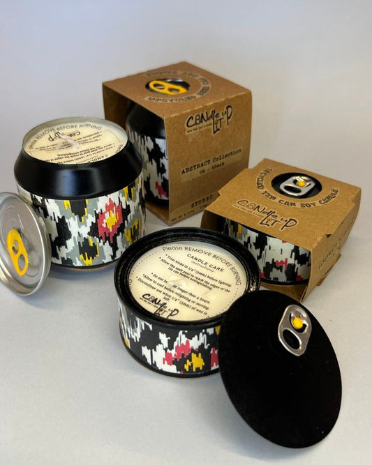 VELA AROMATICA EN LATA RECICLADA -  Abstract Collection /  02 - Black